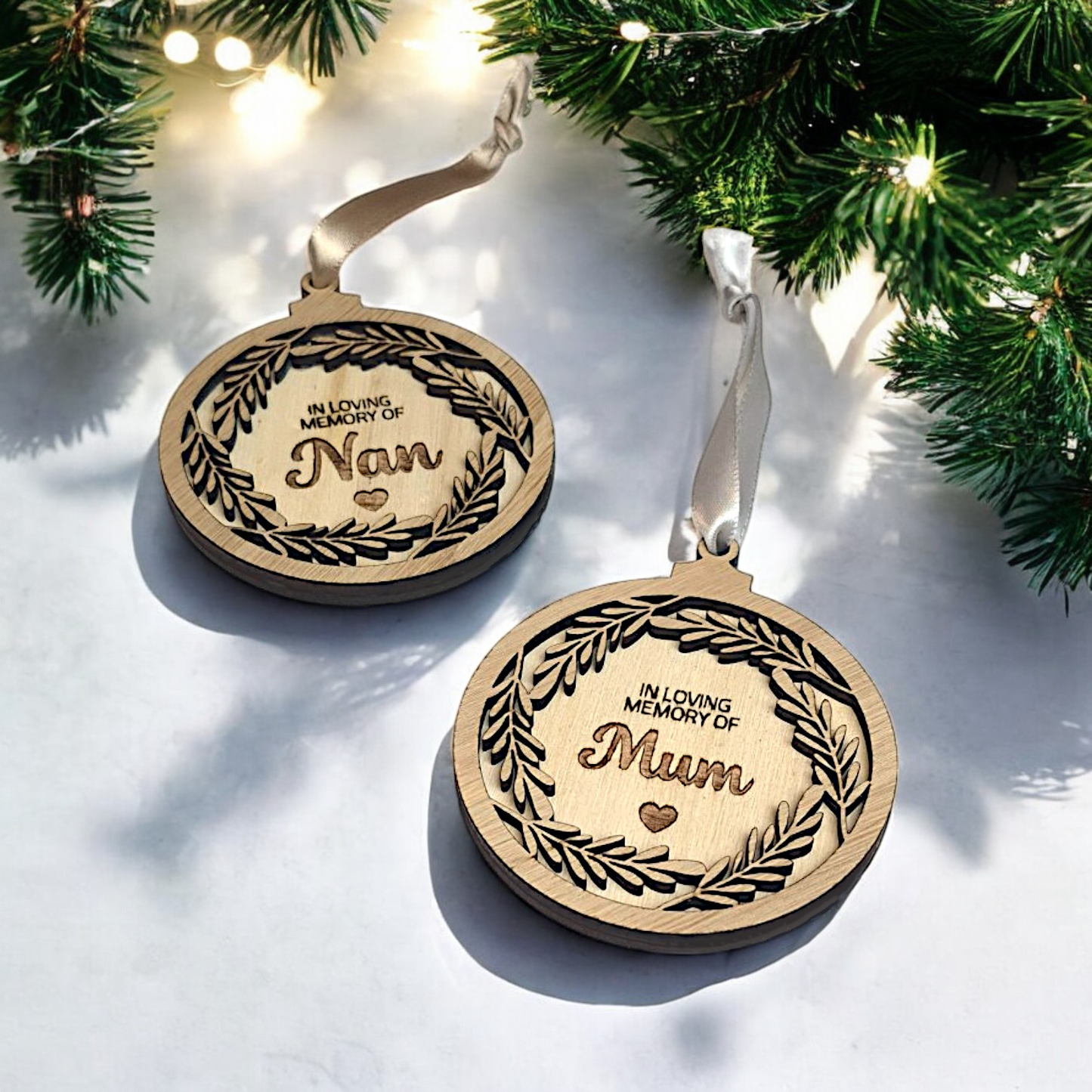 Christmas Wooden Bauble | In Loving Memory of a Loved One | Laser Engraved