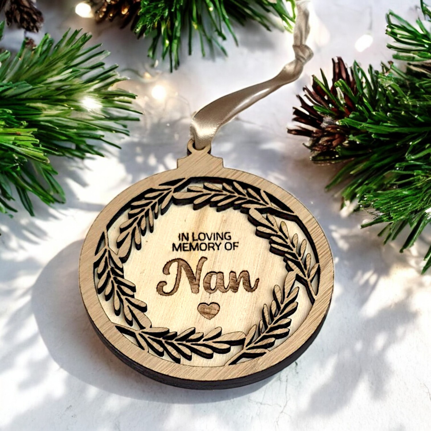 Christmas Wooden Bauble | In Loving Memory of a Loved One | Laser Engraved