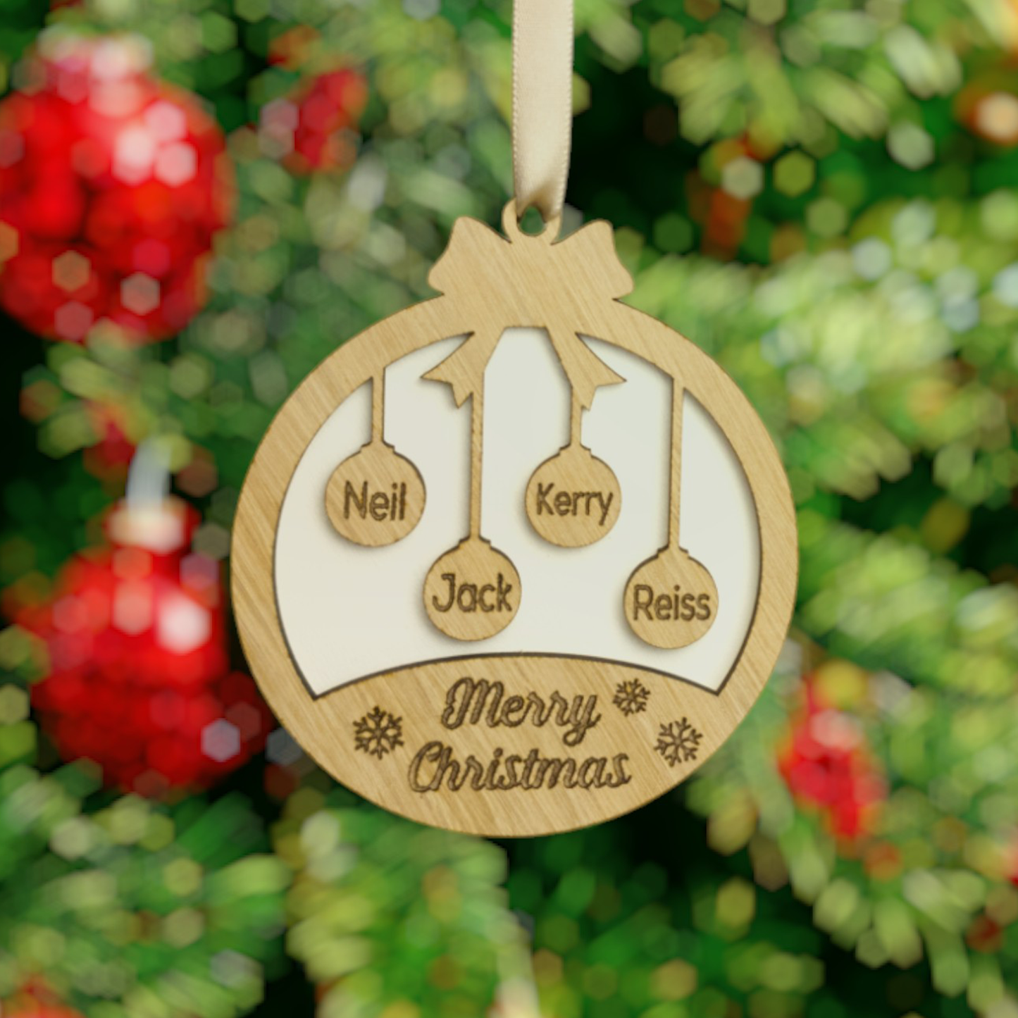 Christmas Personalised Baubles | Family Names | Tree Decoration | Laser Engraved